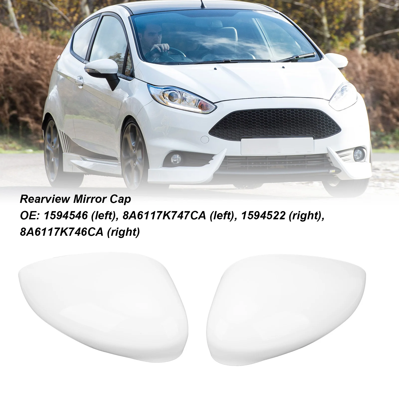 

Крышка корпуса зеркала заднего вида для Ford Fiesta MK7 2008 2009 2010-2017, 1 пара, белая, 8A6117K747CA 8A6117K746CA