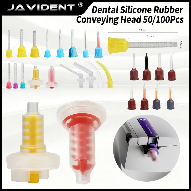 50/100 Stück Dentalbedarf, Abdruckübertragungsspitzen, Silikon-Gummi-Mischspitzen für Dentallaborinstrumente