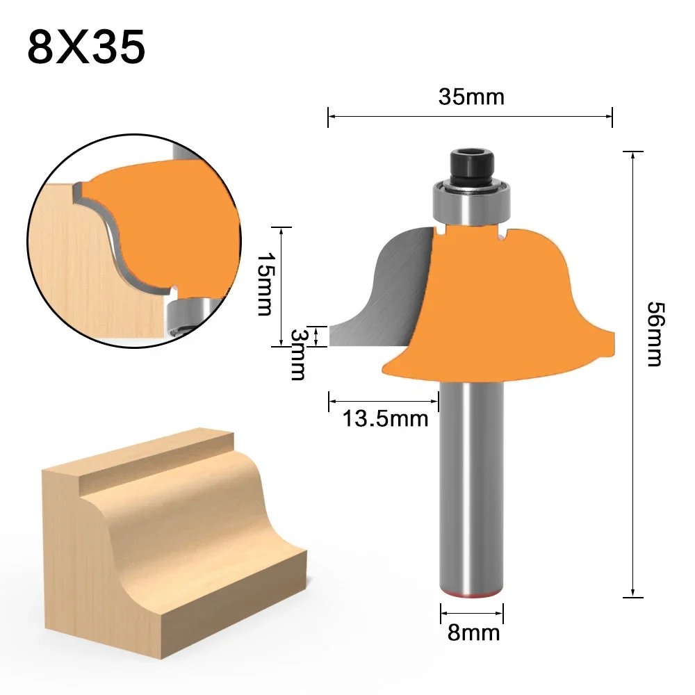 Fraise à Tige en Carbure Massif, Outils CNC, Mèche de Routeur de Bordure et de Moulage, 8mm, 1 Pièce