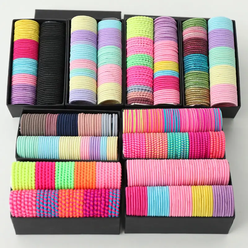 100Pcs/Lot Fashion Kid Hair Accessories Candy Color Headdress Mini Elastic Hair Bands Scrunchie Cute Rubber Hair Bands for Girls