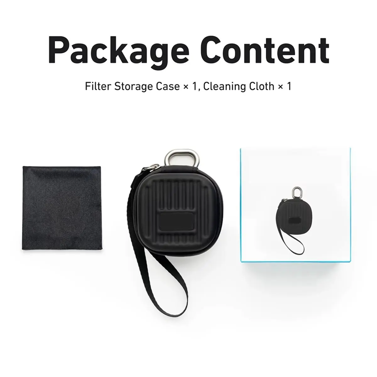 Lens Filter Case Waterproof Dustproof Camera Lens Filter Storage Bag with Wrist Strap Hard Travel Carrying Case Black
