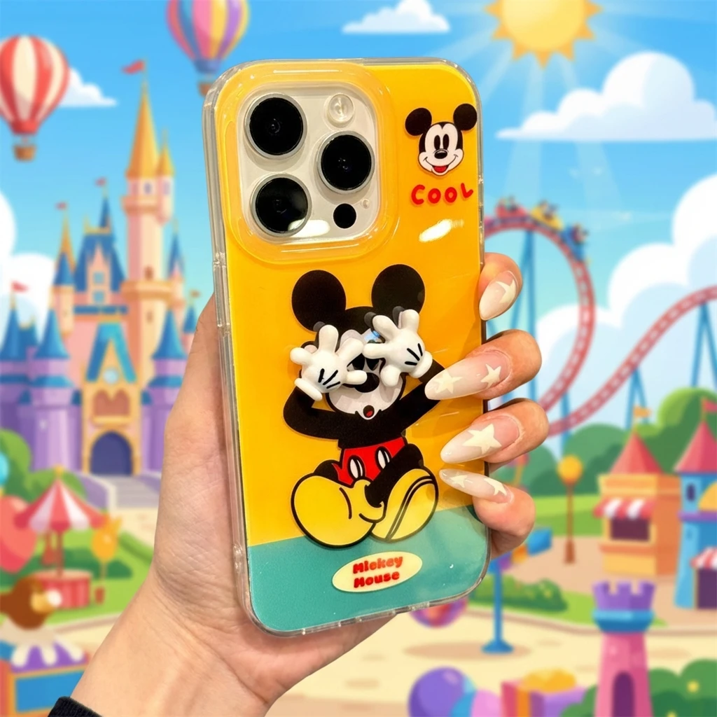 

Cute Cartoon Mickey Mouse Facepalm Phone Case for iPhone 16 Pro Max 15 Pro 14 13 12 17 New Model Shockproof Protective