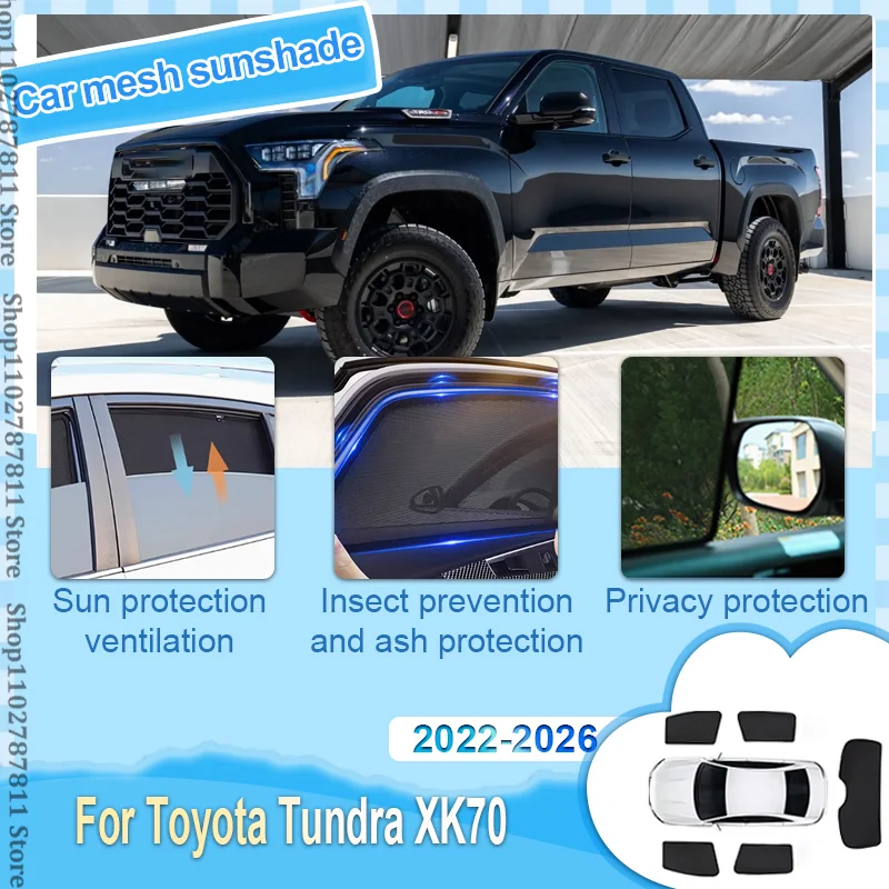 

For Toyota Tundra XK70 2022-2026 Car Mesh Shades Window Sunshades Sunscreen Privacy Curtains Sun Visor Mosquito Auto Accessorie