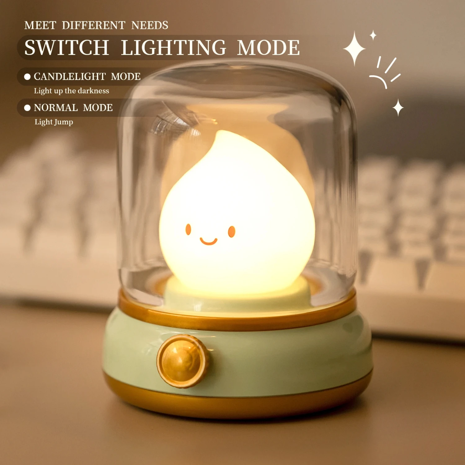 Candle Night Light Cute Kerosene Lamp Desktop LED Decorative Light USB Rechargeable Night Light Bedroom Creative Children's Gift