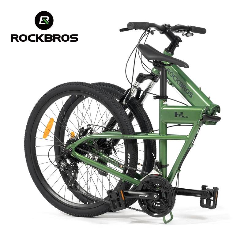 ROCKBROS Bicicletta pieghevole da 26 pollici con cambio Shimano a 8 velocità telaio in lega di alluminio forcella ammortizzata e freni a disco