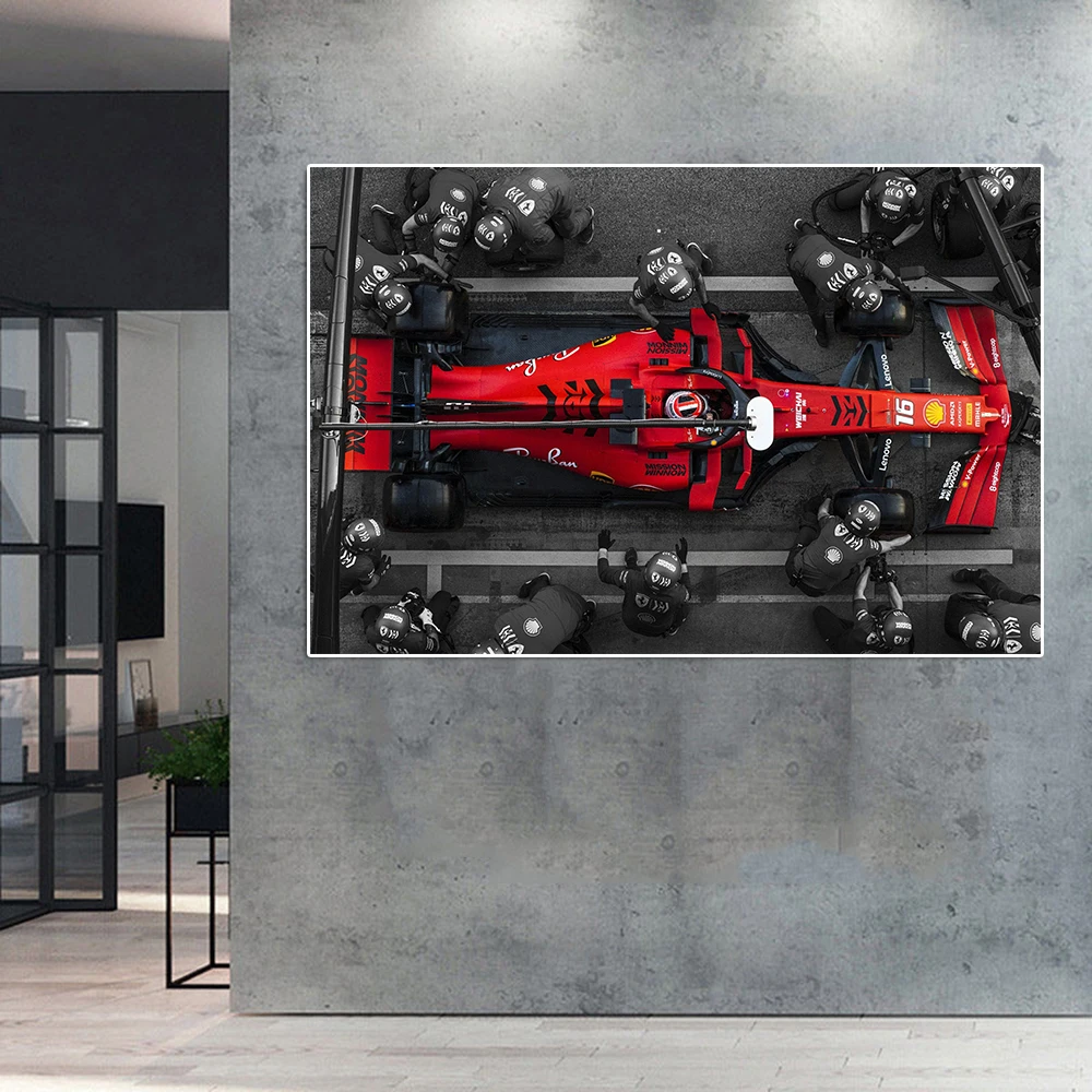 Formula Grand Prix Racing Pit Stop Poster And Print Racer Hamilton Charles Leclerc Canvas Painting Race Car Wall Art Room Decor