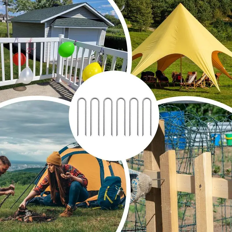 حصص حديد التسليح 12 بوصة أوتاد خيمة مع نهاية نقطة الإزميل 2 بوصة قطر 6X سلسلة ربط سياج المراسي لشكل الخرسانة المشهد #5