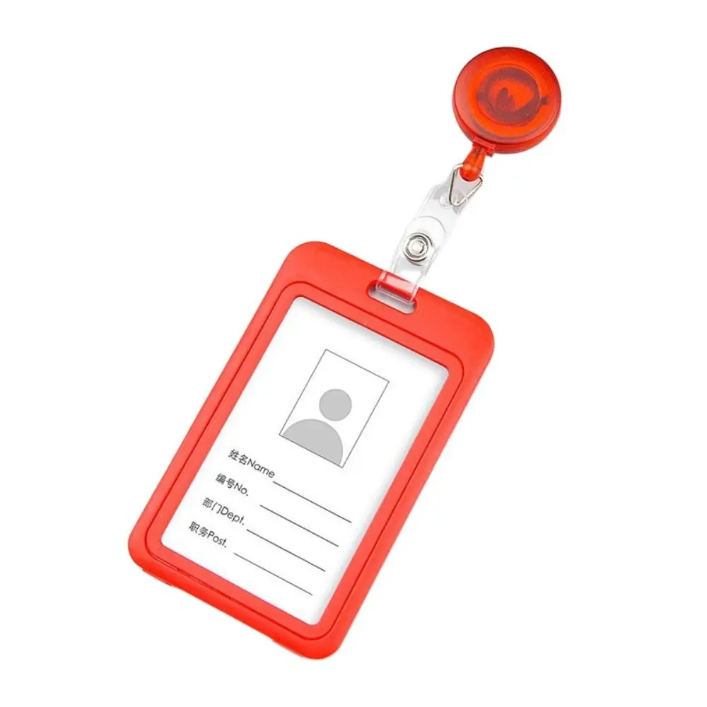 

Plastic Retractable Card cover Solid ID Card Holder Card Cover Sleeve with Clip Badge Holder Multicolor Bus Card Cover Case