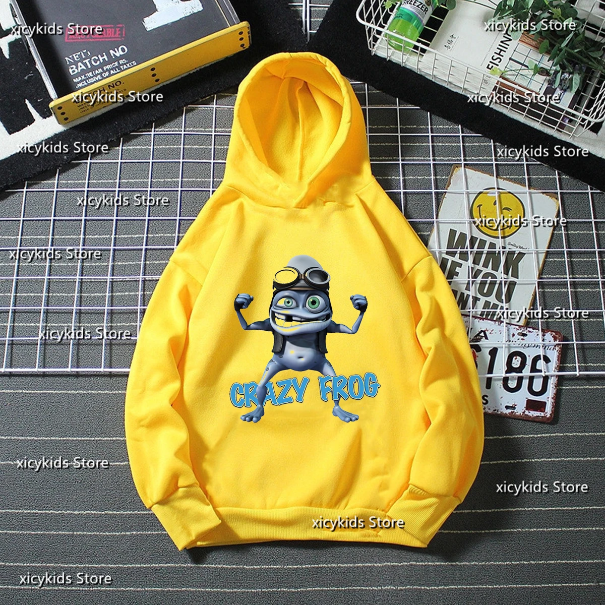 

Boys Hoodies Cute Crazy Frog Cartoon Print Children'S Birthday Gift Long Sleeved Sportswear Fashion Autumn/Winter Plush Pullover