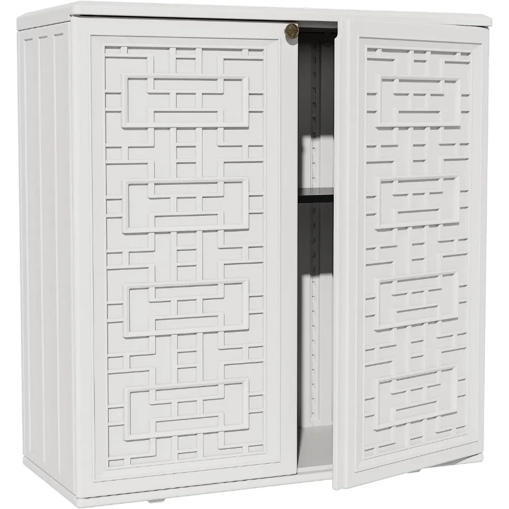 

HDPE Outdoor Storage Shed, Outdoor Plastic Storage Cabinet, Horizontal Resin Tool Shed for Garden, All Weather Outdoor Storage