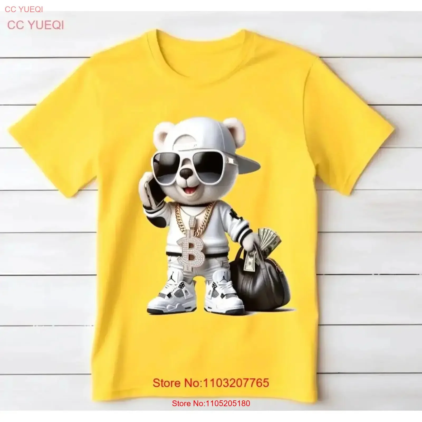 Money Bear Vibes T shirt vintage Washed designer clothes graphic fashion Top For Everyday Wear streetwear Soft Stretched Casual