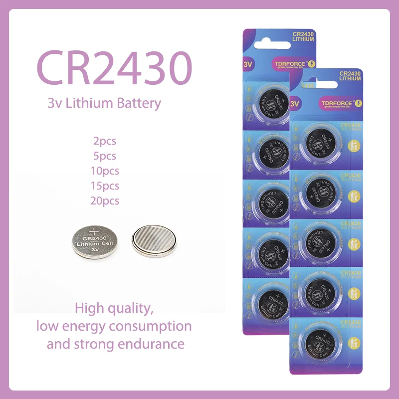 

5/10/20PCS CR2430 Button Batteries 3V Lithium Battery Coin Cell Batteries for Smart Watch Clock Toy Remote Control Calculator