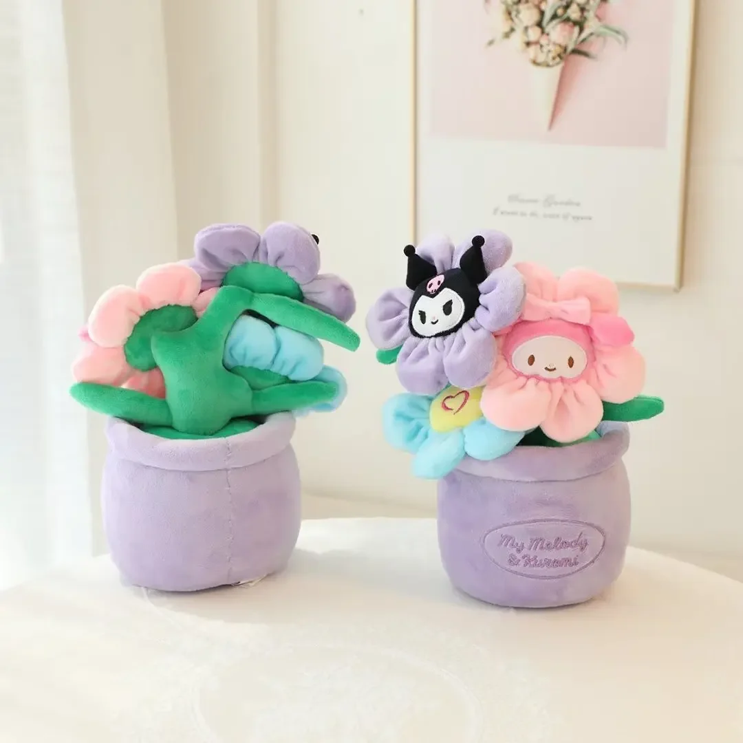 Sanrio Kuromi My Melody Blumentopf Plüschtier Schöne Heimdekoration Plüschtiere Kawaii Appease Puppe Geburtstagsgeschenke Mädchen 29cm