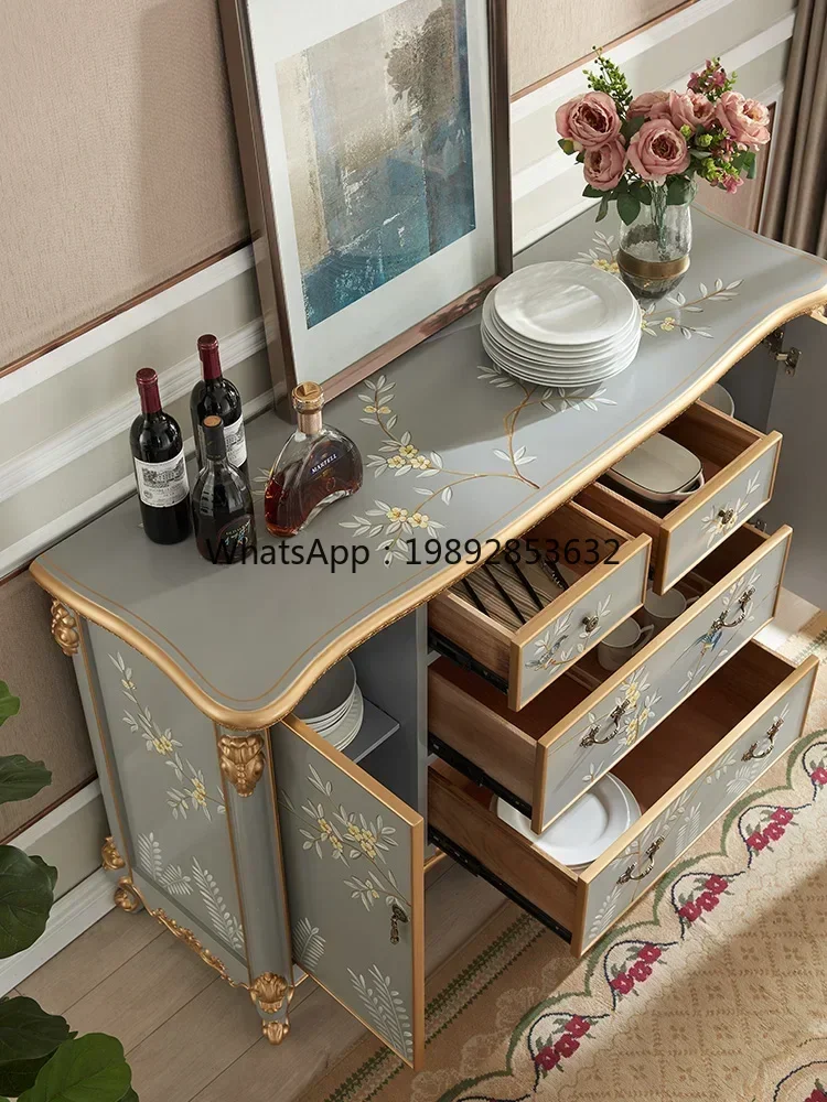 D1European Style Sideboard Cabinet Solid Wood Locker Home Living Room Multi-Functional Storage Cabinet home decor
