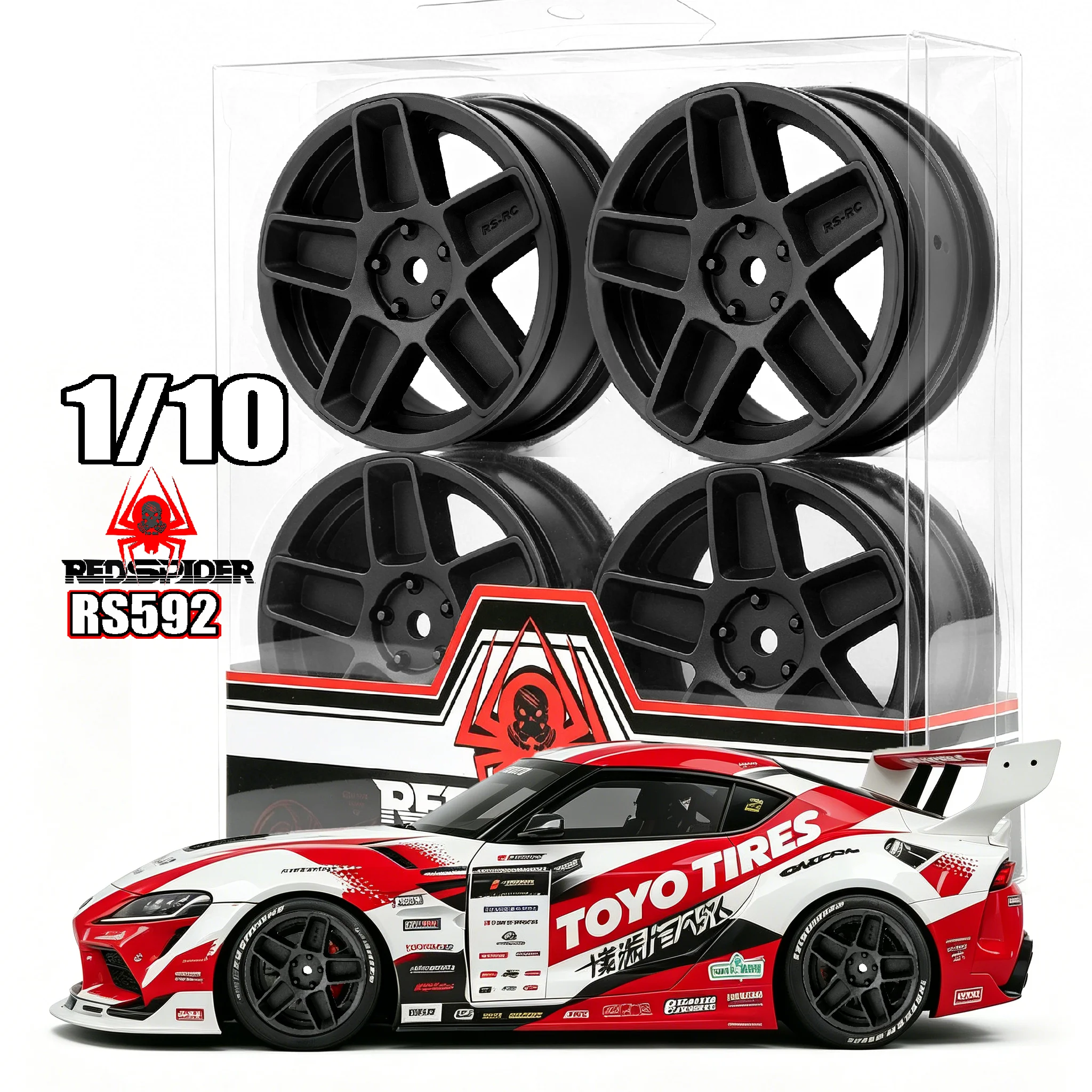 RED SPIDER 4pcs 54.1mm 1/10 RC On-Road Drift Racing Car Plastic Wheel Rim Wheel Hubs For 1/10 On Road Drift RC Car TT02 TT01