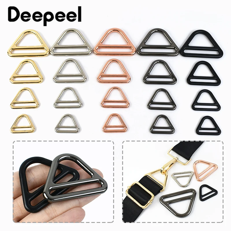 

5Pcs Deepeel 25/32/38/50mm Metal Triangle Buckles Backpack Strap Slider Connect Clasp Hook Adjuster Ring Carabiner Hardware