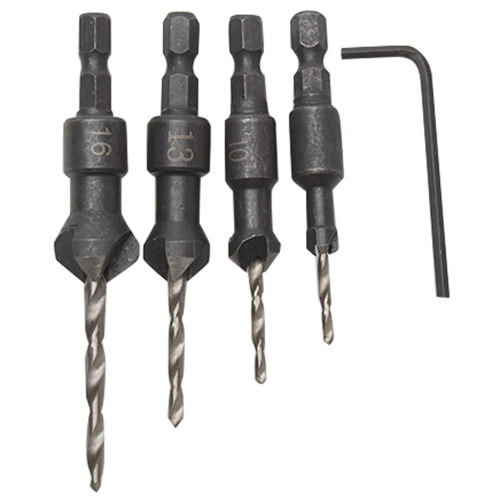 

Сверла для столярных работ, сверла с шестигранным развертка с коническим хвостовиком, 4 шт., для стойка для дрели, #6 #10 #13 #16