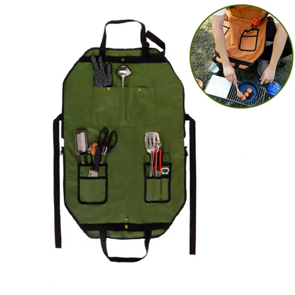 Oxford Cloth Work Tool Apron Foldable Multi Pockets Anti-abrasion Tough Tool Bag Apron for Camping