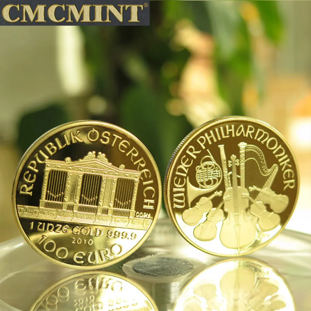 عملة مستديرة نحاسية مطلية بالذهب ، عملات تذكارية ، 1 أونصة ، ميلز ، يورو وينر ، 24 قيراط