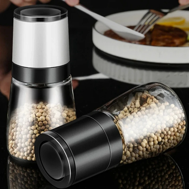 Manual Salt Pepper Grinder Transparent Glass Grinder Peppercorn Grinder Seasoning Bottle Kitchen Gadgets