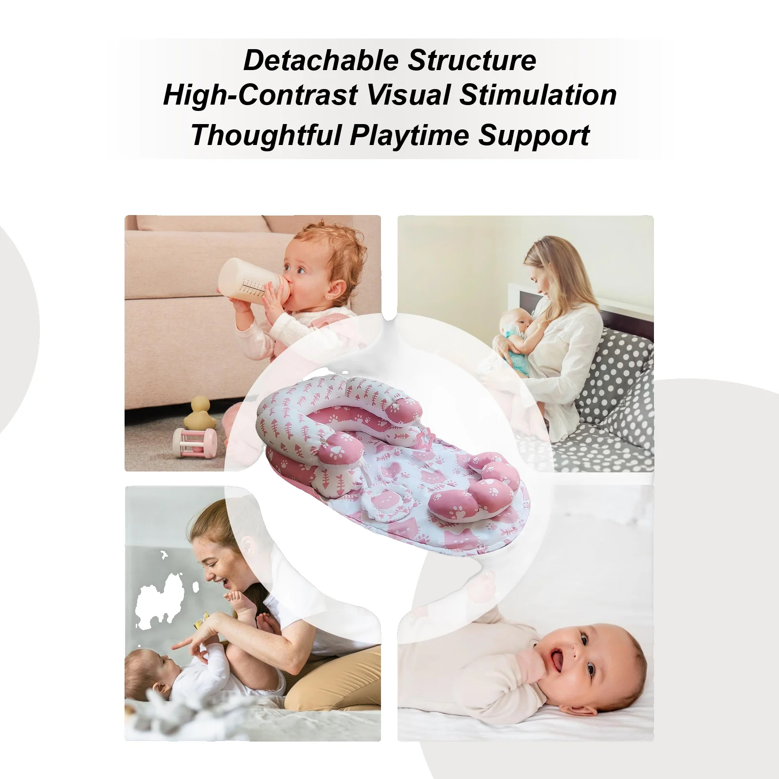 

Подушка для живота и игровой коврик с поддержкой сидения со съемными сенсорными игрушками для раннего обучения Сенсорная игра для малышей