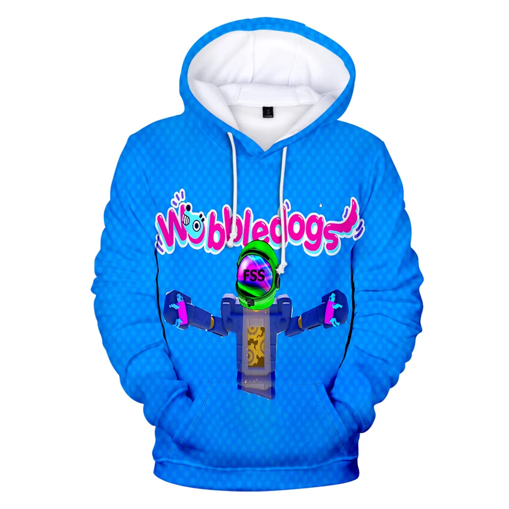 Wobbledog Hoodie 3D unisex, atasan olahraga motif kasual Semua cocok gaya Harajuku