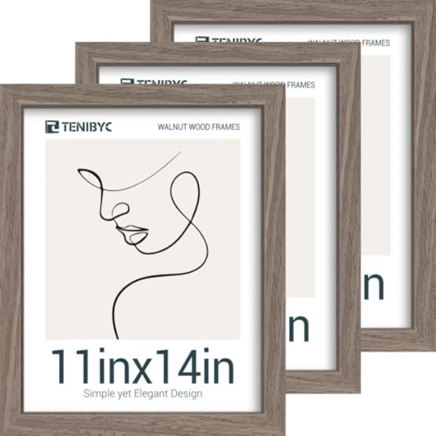 

Picture Frame with HD Glass - Natural Brown, Solid Wood Poster Frame, Wall Gallery Frame