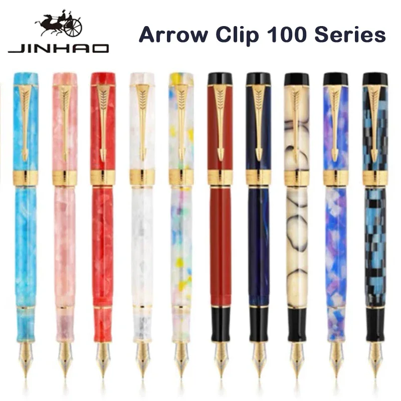 Jinhao 100 Fountain ปากกา Golden Arrow คลิป Luxury Executive ปากกา M/F/EF Nib การเขียนหมึกปากกาเครื่องเขียนอุปกรณ์สํานักงานโรงเรียน