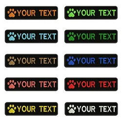 1PC 10cmX2.5cm Dog Paw Logo Dog Footprints Embroidery Custom Name Patch Stripes Badge Iron On Hook Loop Patches For Dog Collar