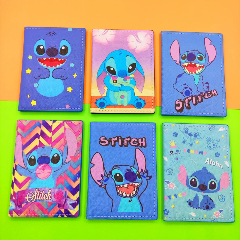 Disney Stitch Kids Passport Cover Cute Travel Passport Holder for Men Function Business Card Case with 3 card holders Slots
