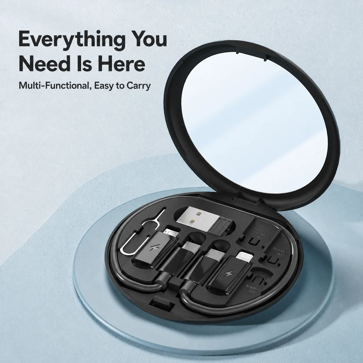 Portable Charging Set Compact Multi-Interface Charging Cable Fast Charging Data Cable Portable All-In-One Storage Box