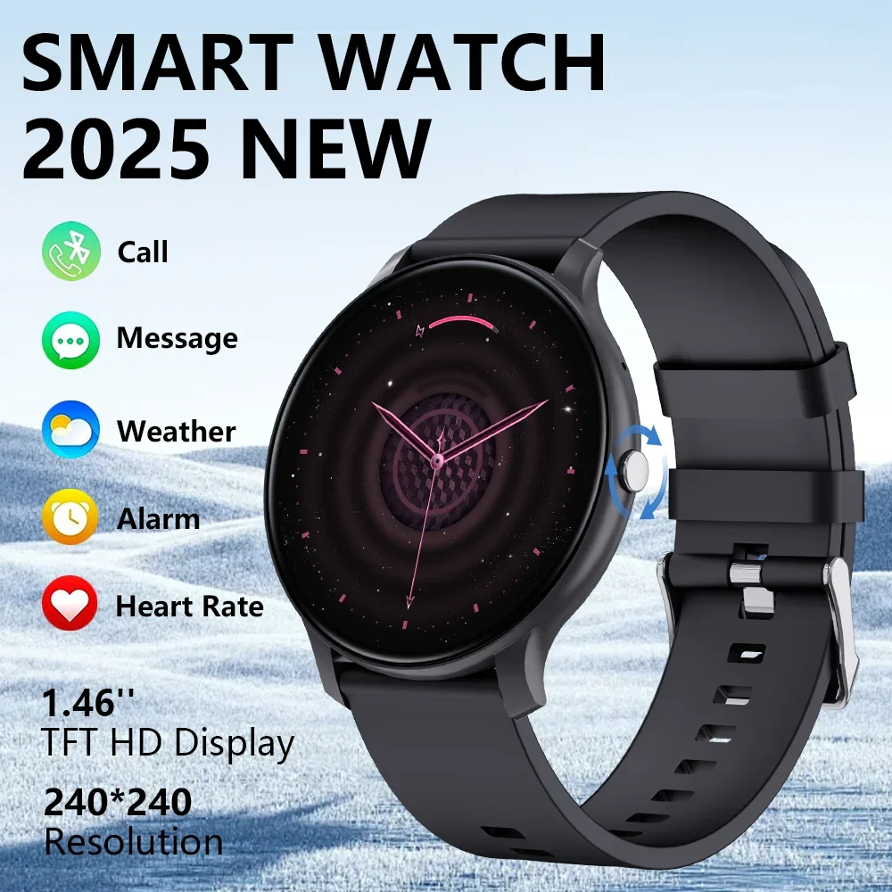 2025 ساعة ذكية 1.46in HD بلوتوث الاتصال معدل ضربات القلب/SpO2/نوم المقتفي 123 وسائط رياضية IP68 مقاوم للماء ساعة اللياقة البدنية هدية
