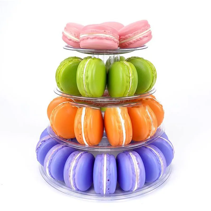 4-Tiers Macaron Display Stand Cupcake Tower Rack Cake Stands PVC Tray For Wedding Birthday Cake Decorating Tools Bakeware