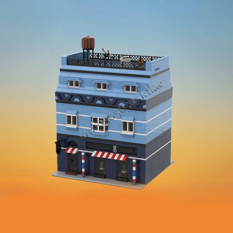 3387 قطعة MOC الإبداعية مدينة عرض الشارع وحدات صالون الحلاقة نموذج العمارة اللبنات لتقوم بها بنفسك الاطفال تجميع الطوب اللعب الهدايا