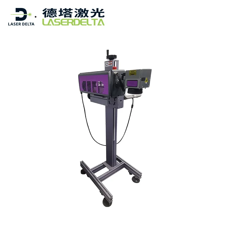 CODING MACHINE 30w co2 Online Flying Engraving Marking Machine For PET Plastic Bottles PVC Pipes Cable