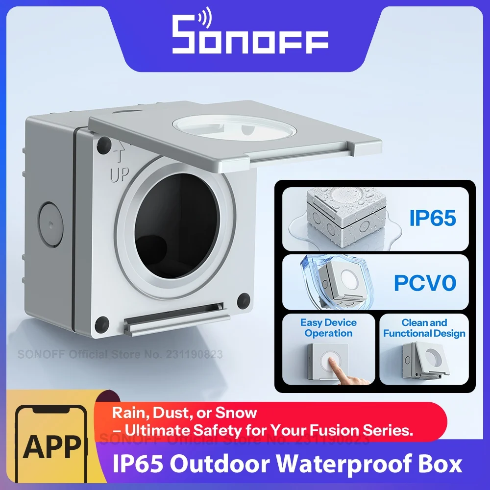 Caixa à Prova d'Água IP65 SONOFF EWPB Série Fusion, Carcaça de PC Retardante de Chamas V-0 Projetada para a Série Fusion