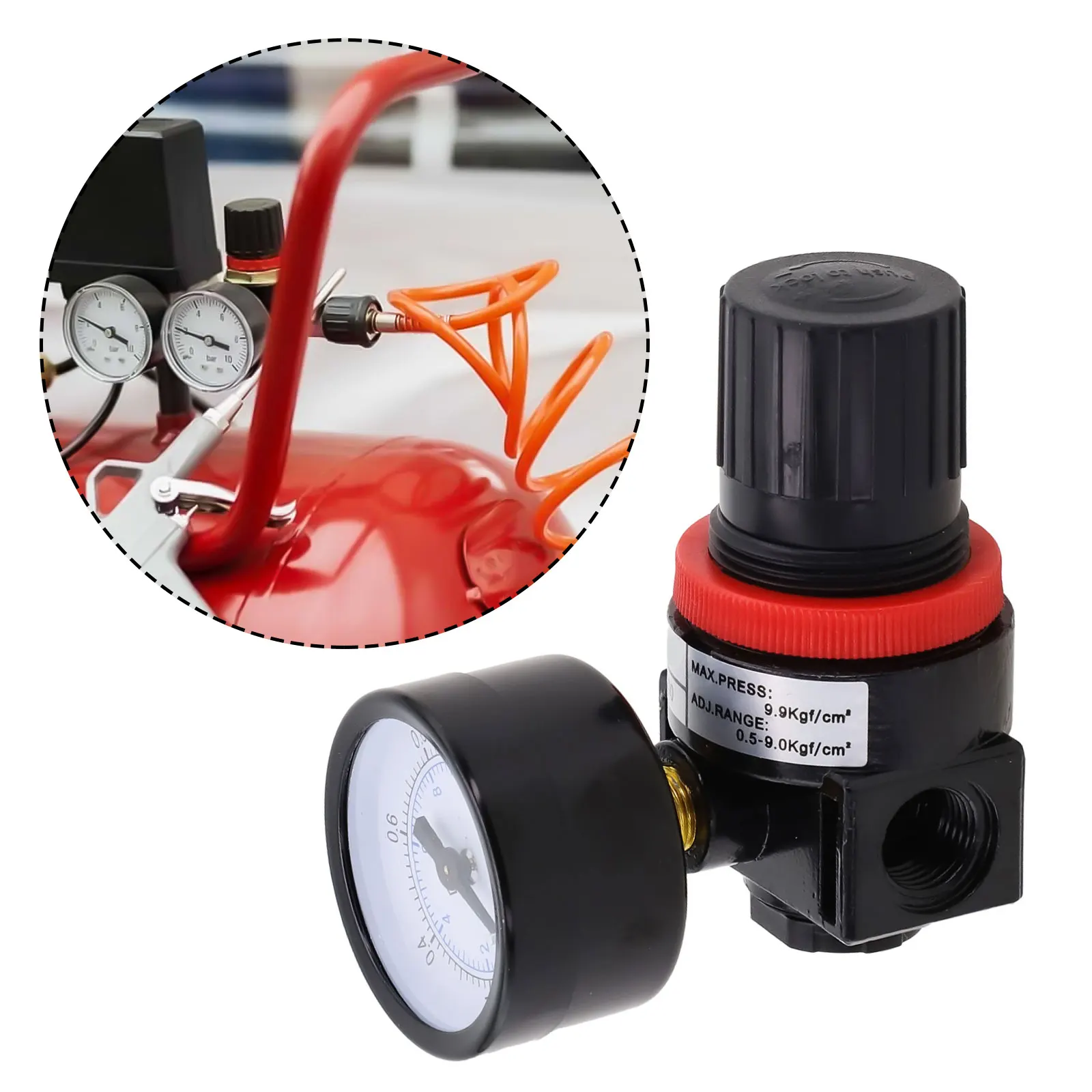 Air Compressor Compressed Air Pressure Regulator With Pressure Gauge 1/4NPT Port For Regulator, Air Pressure for 20 to 100 PSIG