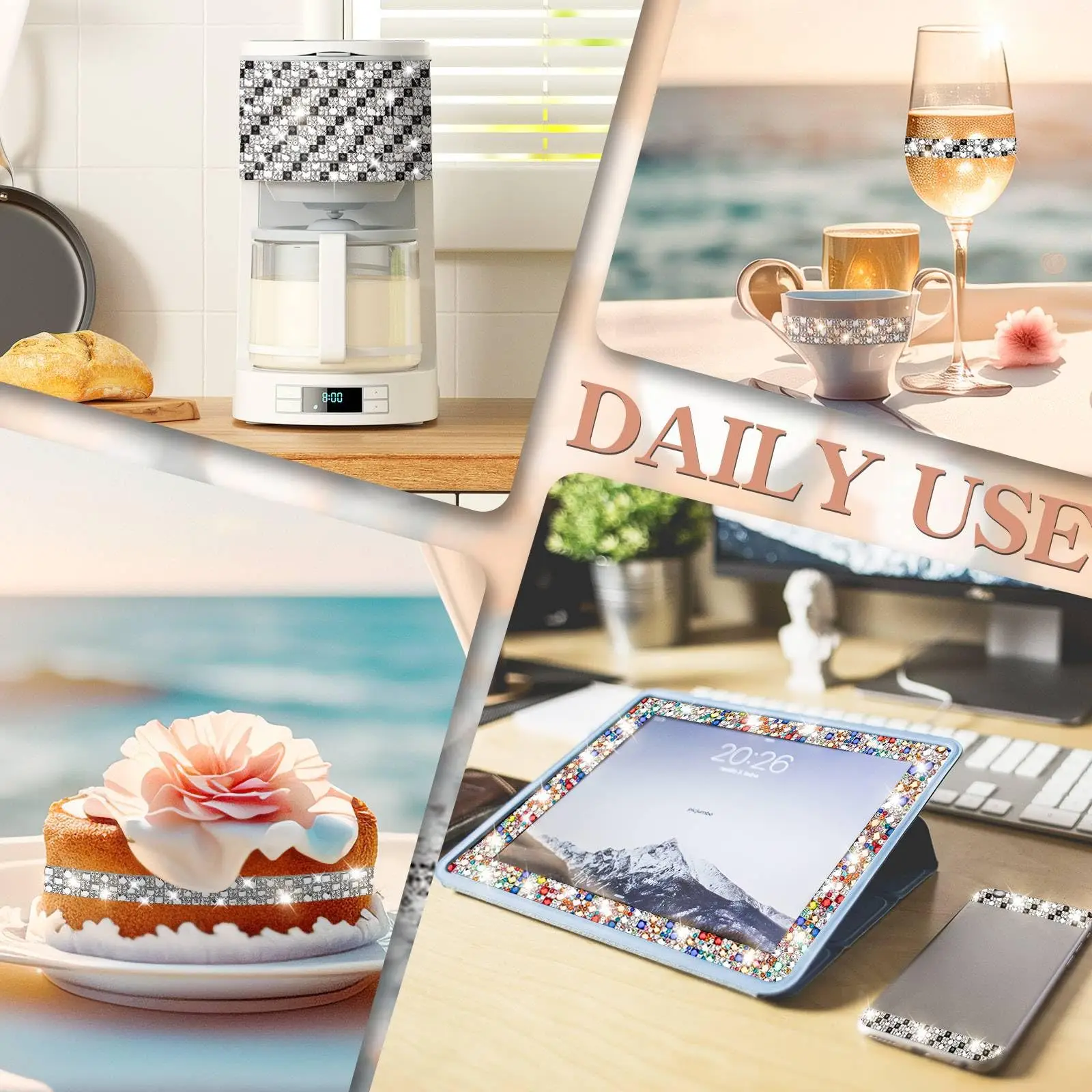 Afbeelding 6: 1Yard Strass Linten Zelfklevende Diamant Sticker Kristal Tape Bling Kristal Strass Strips voor DIY Ambachten Decoraties