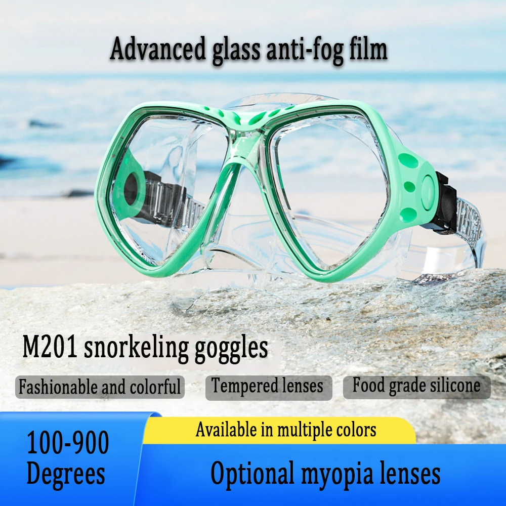 

Myopia Diving Mask Tempered Lenses Snorkeling Anti-Fog Swimming Snorkel Mask Suitable for Adults Scuba Dive Swim Goggles