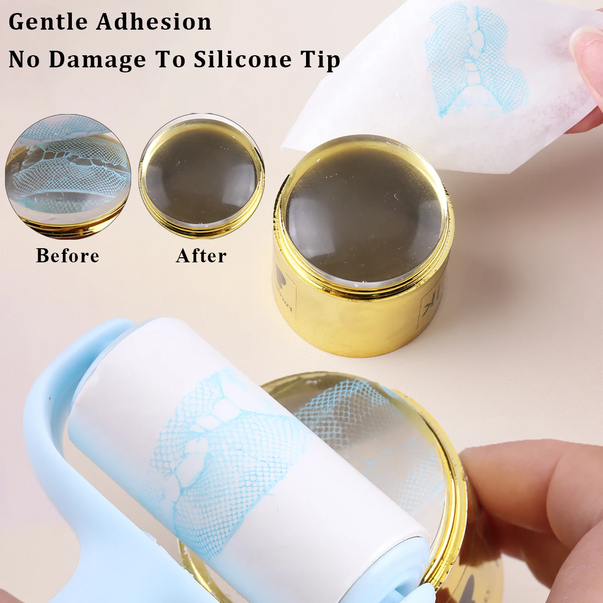 Nail Stamping Plate Cleaner Sticky Lint Roller With Replaceable Refills Nail Art Manicure Cleaning Tool
