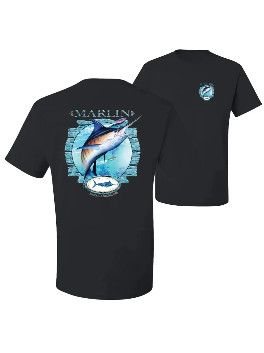 Blue Marlin Fish Fishing Fisherman Angler Gift T-Shirt 100% Cotton O-Neck Summer Short Sleeve Casual Mens T-shirt Size S-3XL
