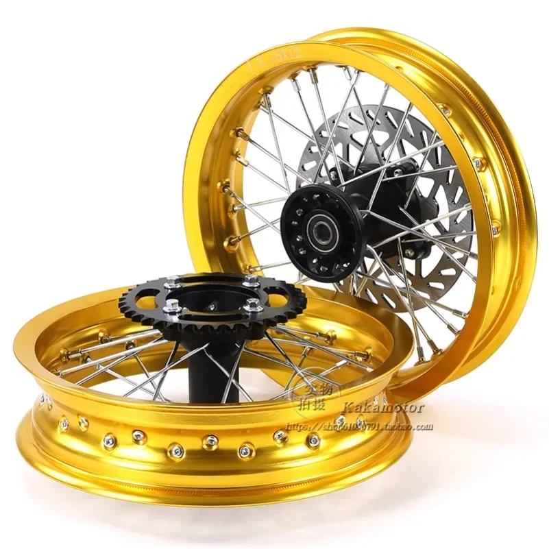 Off road motorcycle wheels, aluminum alloy tires, 2.15x12 inch sprockets, chain discs, 2.50x12 inches