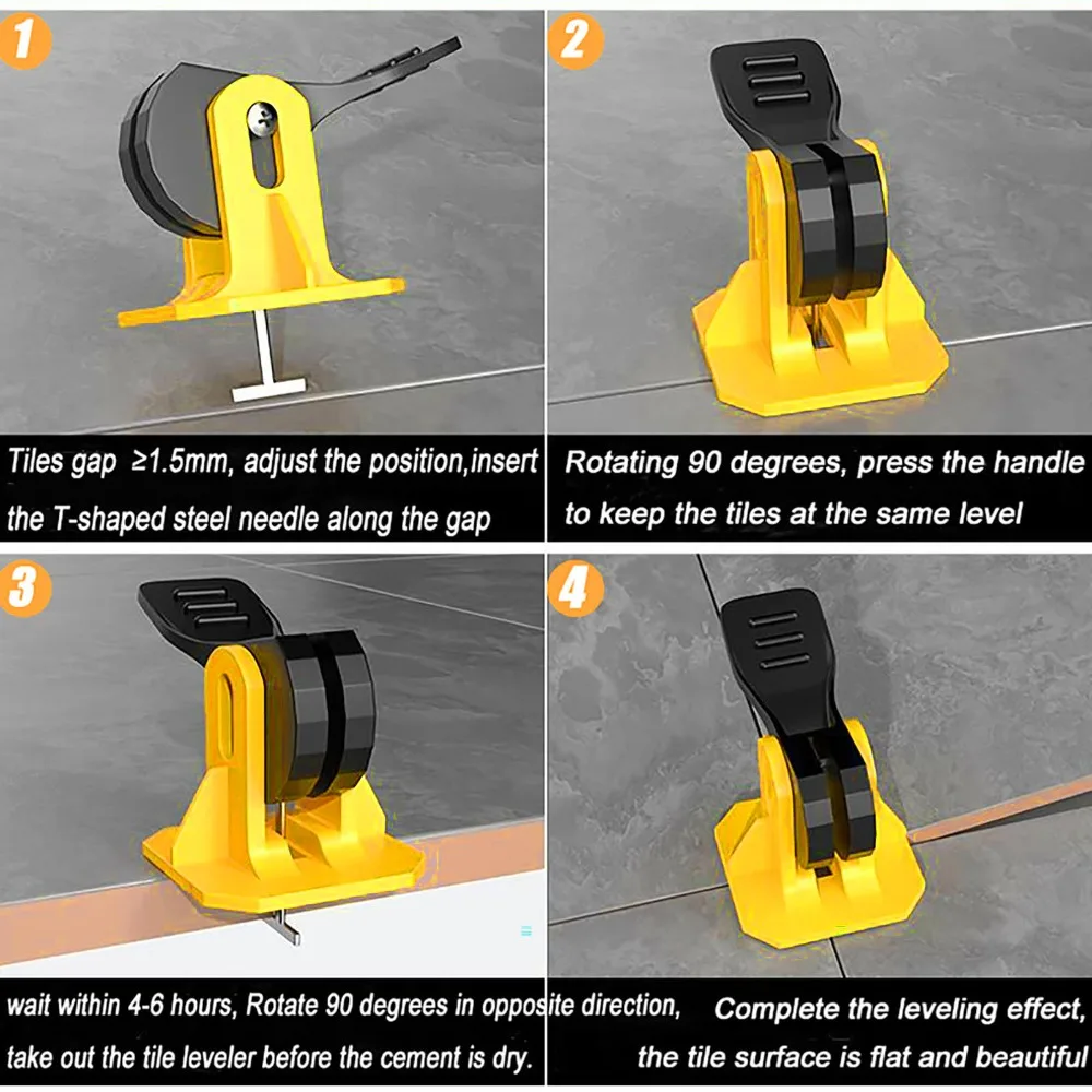 

50PCS Adjustable Reusable Tile Leveler Exchangeable Yellow Tile Spacers Tile Leveling System Wall Installation