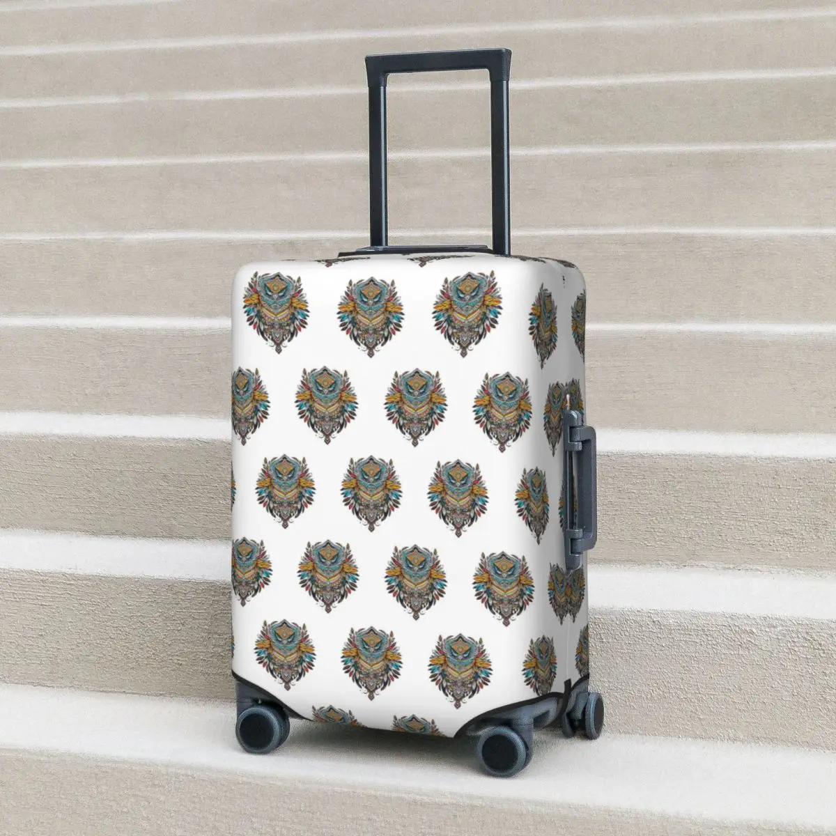 Tribal Echoes Of Nordic Metal Sculptures Suitcase Cover Protection Elastic Travel Luggage Protector Covers for 18-32 Inch