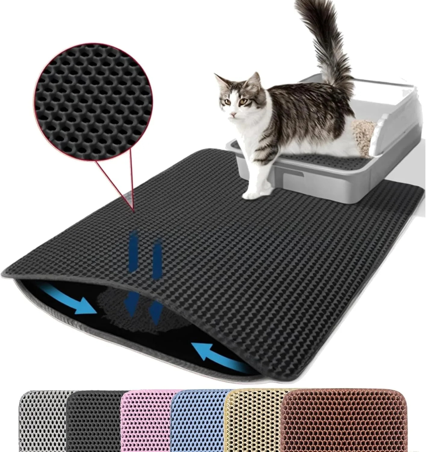 

Cat Litter Mat Double Layer Pet Non Slip Big Pet Litter Box Filter MatWear Resistant Waterproof Anti-slip Cat Litter Mat