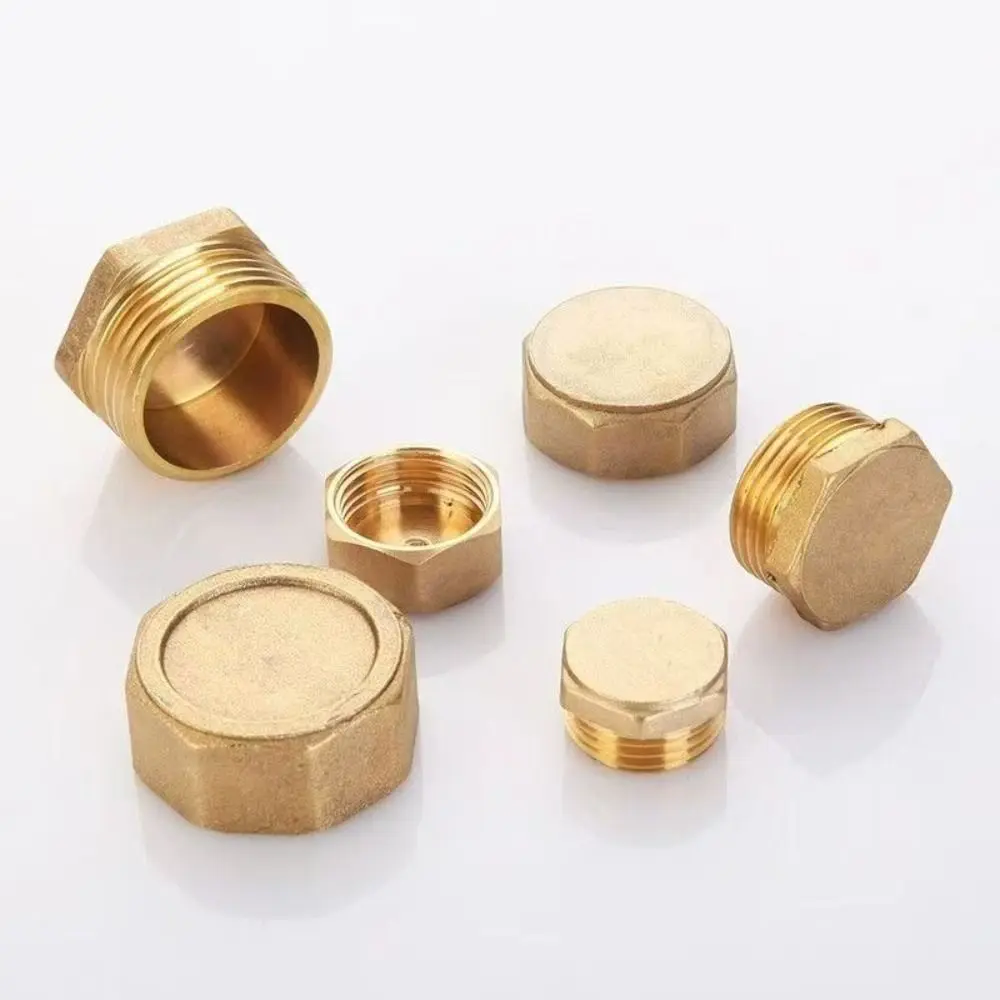New Brass Threaded Pipe Plug Hex Head Corrosion Resistant Pipe End Cap Pressure Resistant Threaded Pipe Connector Water Pipe