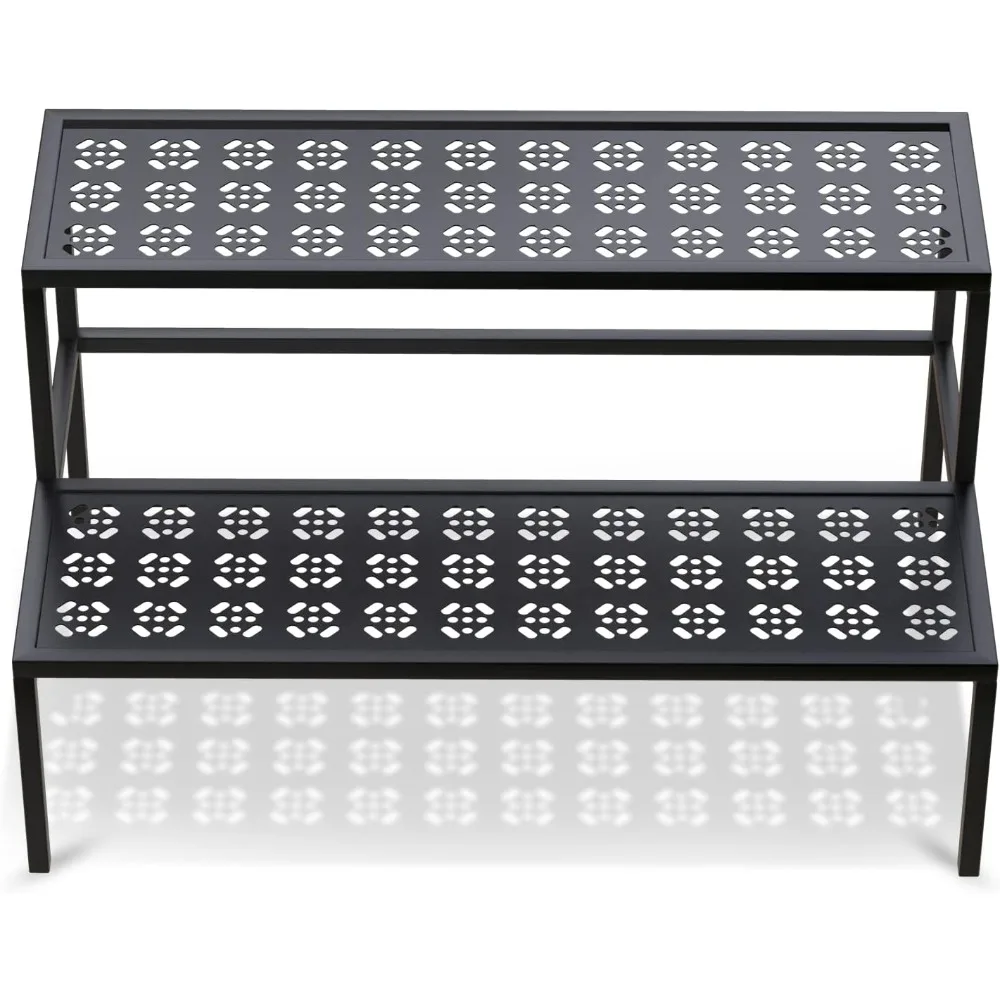 

Metal Plant Stand Metal 2 Tier Potted Multiple Flower Pot Holder Plant Shelf Indoor Plants Multiple,Outdoor Heavy Duty Planter D