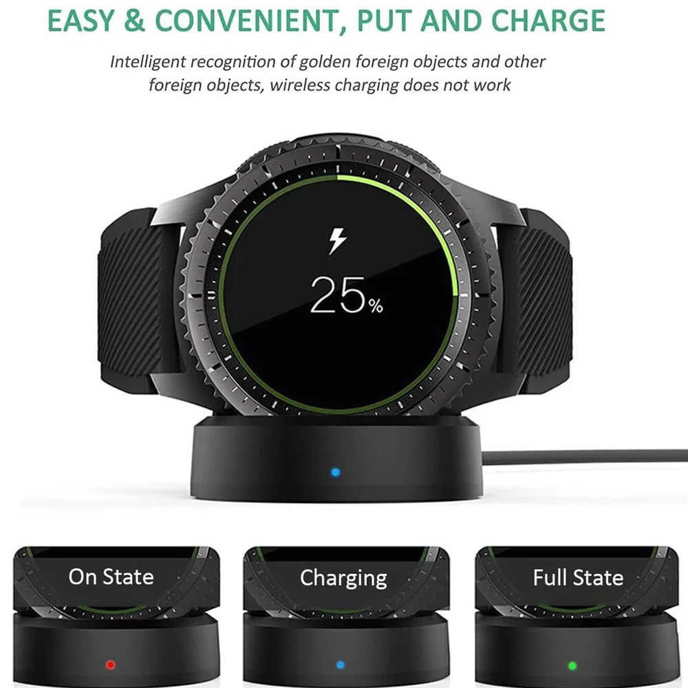 قاعدة شاحن لاسلكية سريعة لساعة سامسونج جير S3/S2 كابل شحن لشاحن سامسونج جير s3 الحدودي