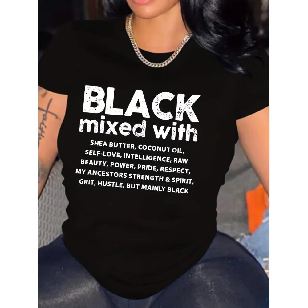 Black Mixed with Shea Butter T-Shirt Women Men Self Love Intelligence Graphic Tee Summer Short Sleeve Melanin Poppin Female Tops
