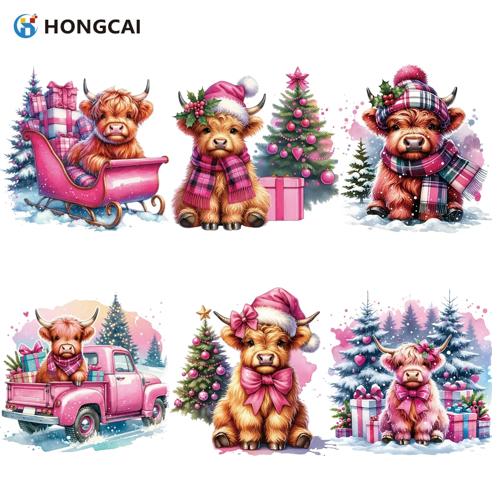 شارات فينيل لطيفة منفوشة على شكل بقرة هايلاند مكونة من 6 قطع - عالية الجودة وسهلة الاستخدام، للملابس التي تصنعها بنفسك وديكور المنسوجات المنزلية #1